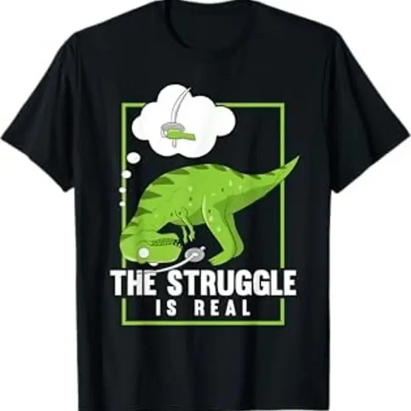 The Struggle Is Real Sword Fighting Dinosaur Fencer Fencing T Shirt
