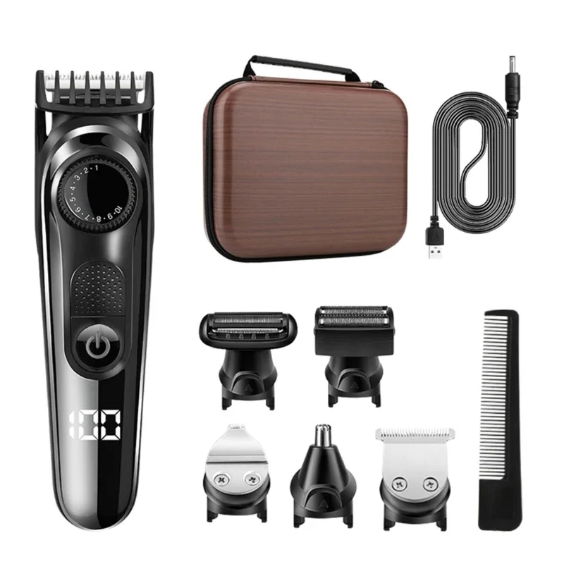 

Новый электрический триммер для бороды и волос, набор для ухода, электробритва для мужчин, триммер для усов, носа, ушей и тела, дропшиппинг