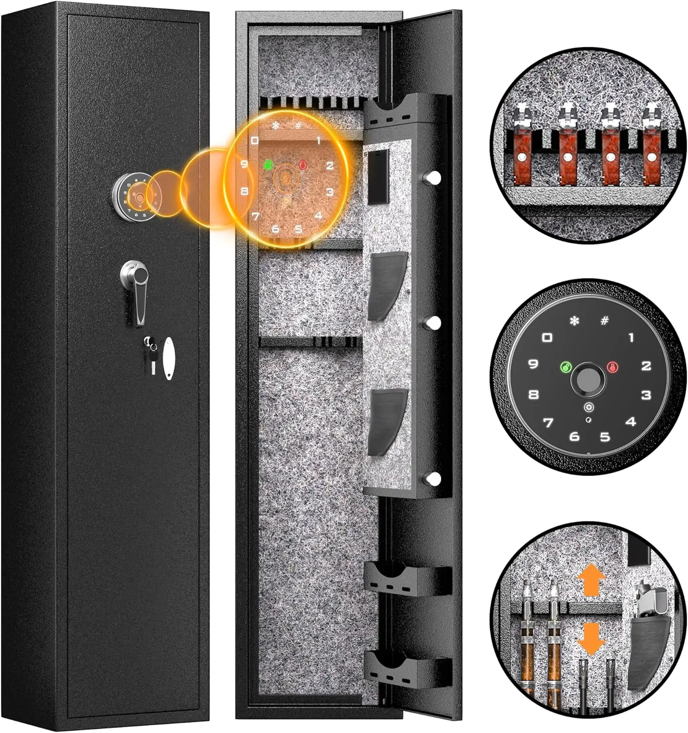 4-8 Fingerprint Rifle Gun Safe, Gun Safes for Home Rifle and Pistols, Quick Access Rifle Safe for Pistols and Shotguns