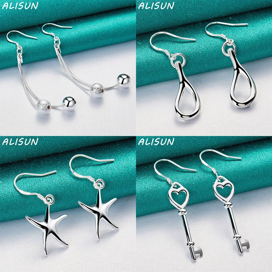 

ALISUN 925 Sterling Silver Geometric Drop Earrings For Women Charm Trend Birthday Gifts Fashion Party Fine Jewelry