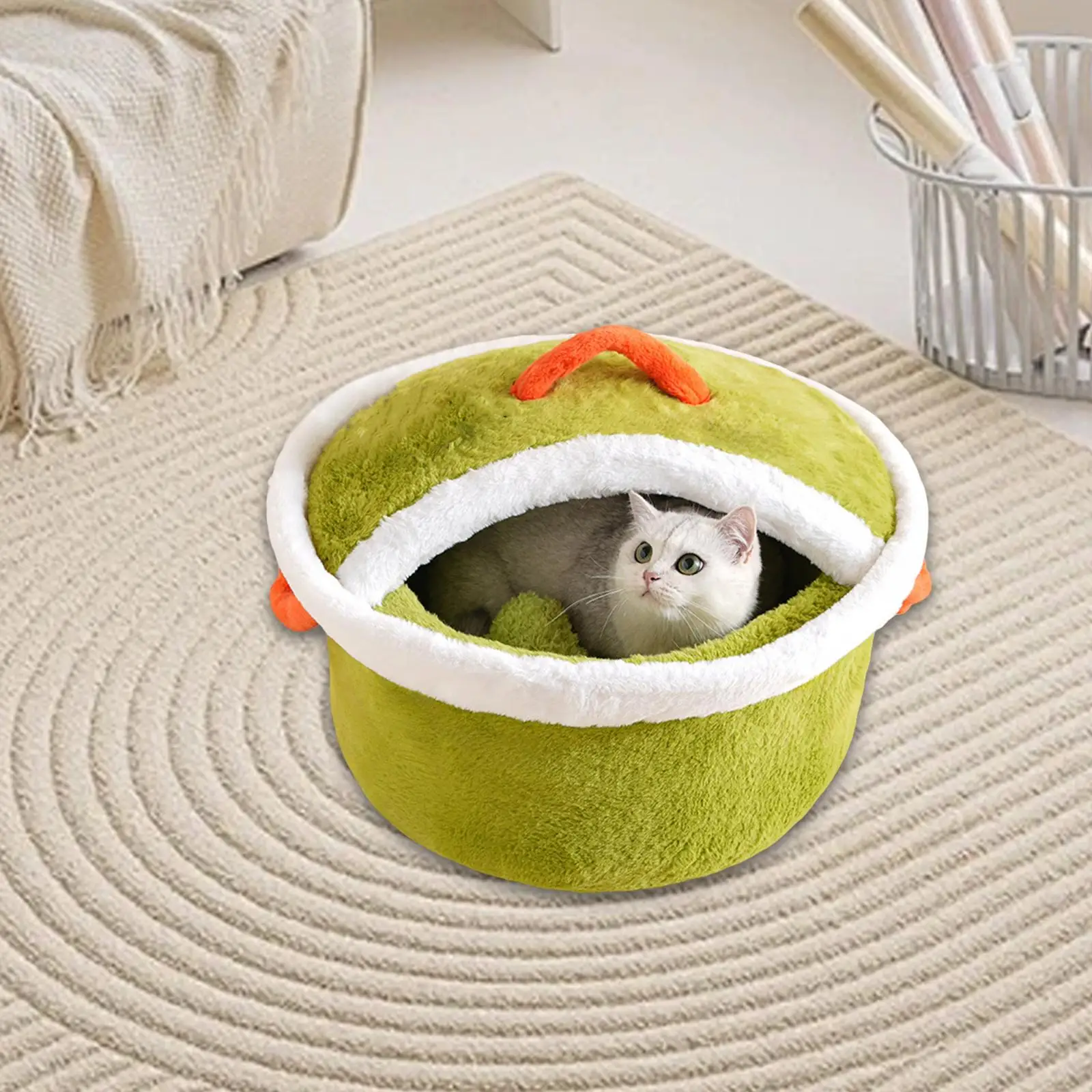 

Cat House Winter Warm Nest for Indoor Cats Comfortable Nonslip Bottom Kitten Bed Cave Bed