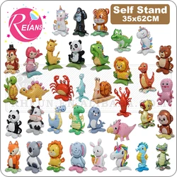 Selfstand 3D Animal Fox Koala Lion Elephant Panda Cow Animal Boy Foil Balloons festa di compleanno Baby Shower decorazioni giocattoli per bambini