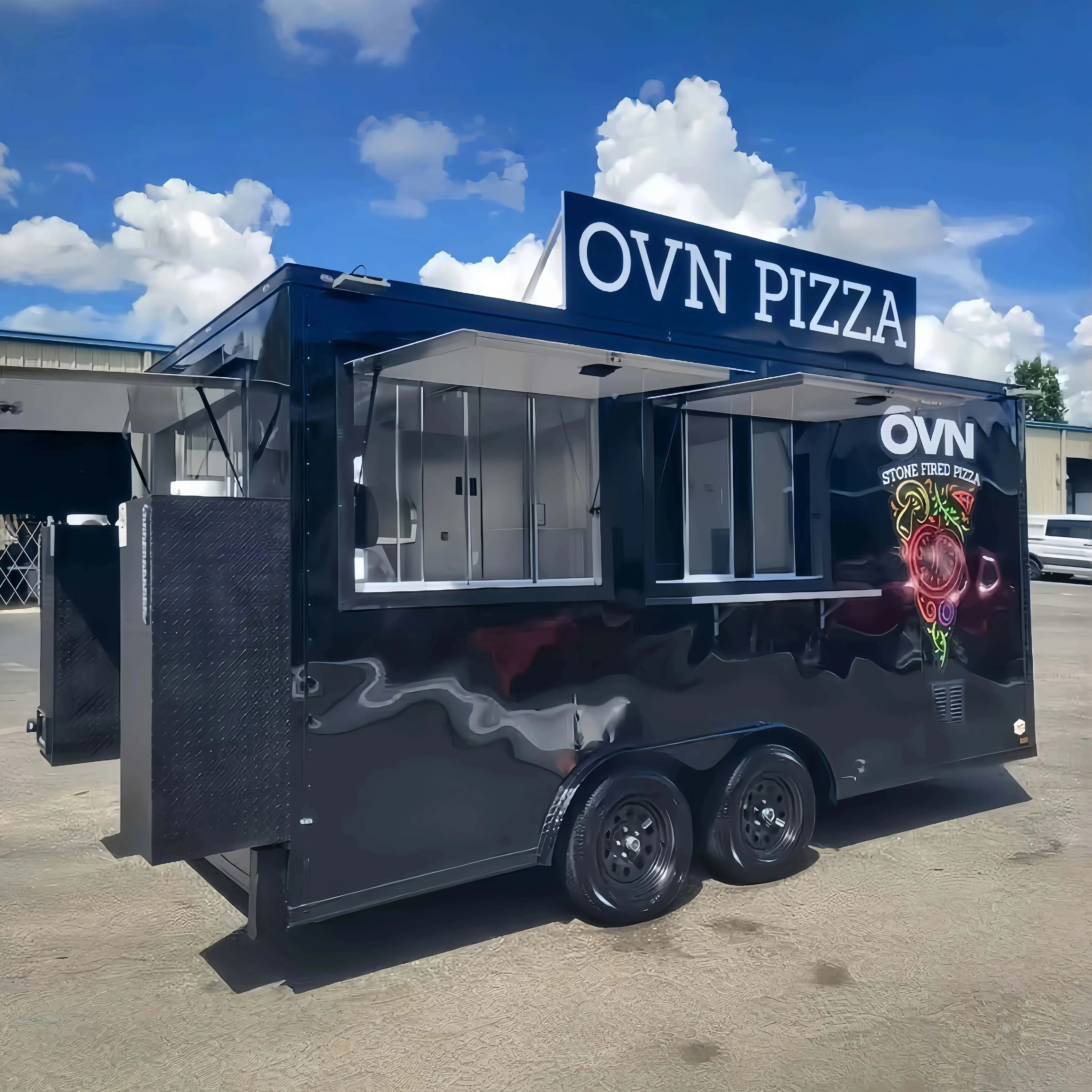 Disponible Remolque de camión de comida a la venta Cocina móvil personalizable con ruedas para negocios de catering