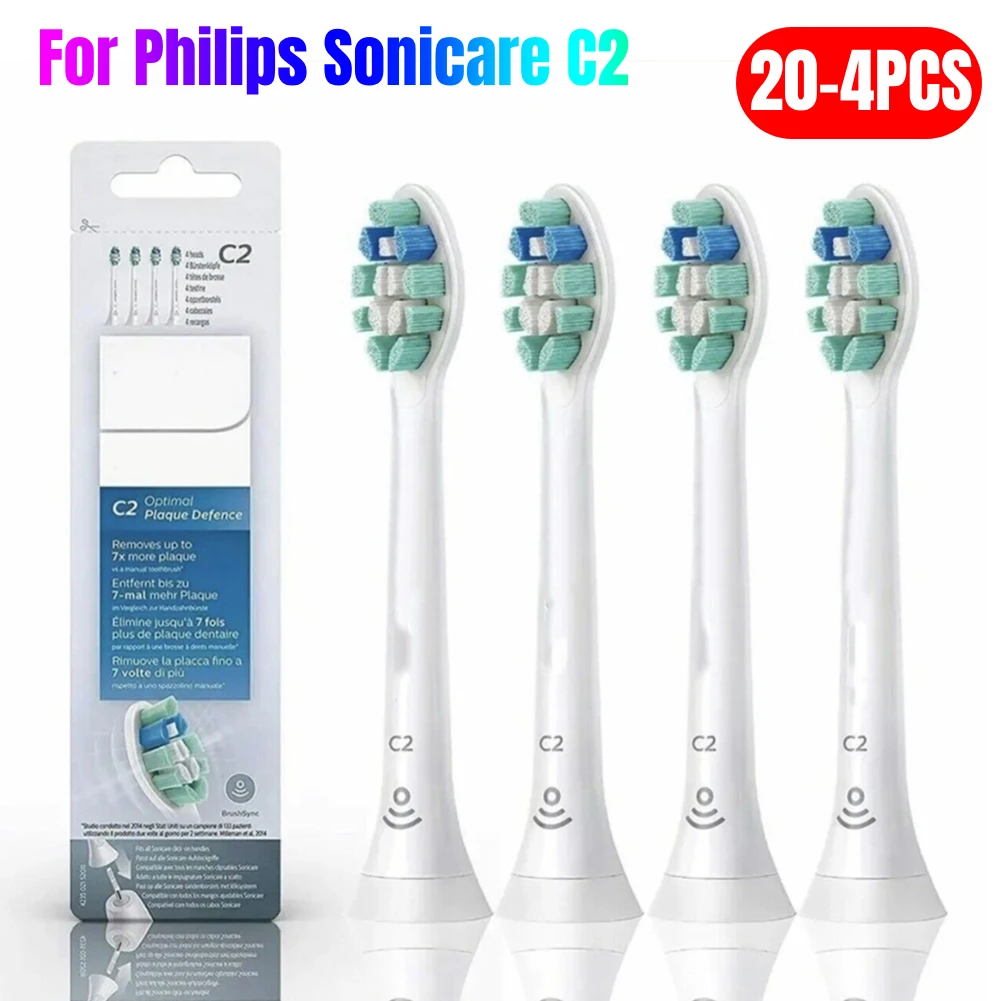 4-20 PCS For Philips Sonicare C2 Replacement Toothbrush Heads Plaque Defence Electric Toothbrush Head Plaque Defence Brush Head