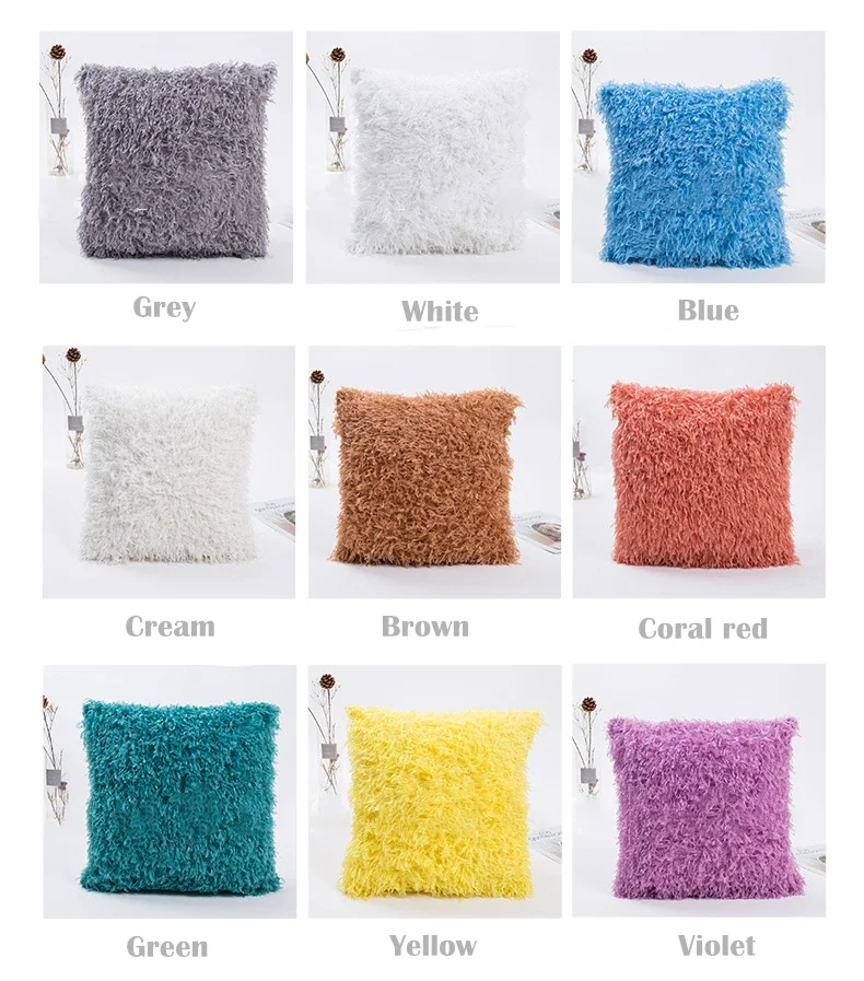 Nova pena para baixo capas de almofada de pelúcia 45x45cm shaggy pelúcia sólida tingido veludo capa de almofada moderna decorativa sofá almofadas