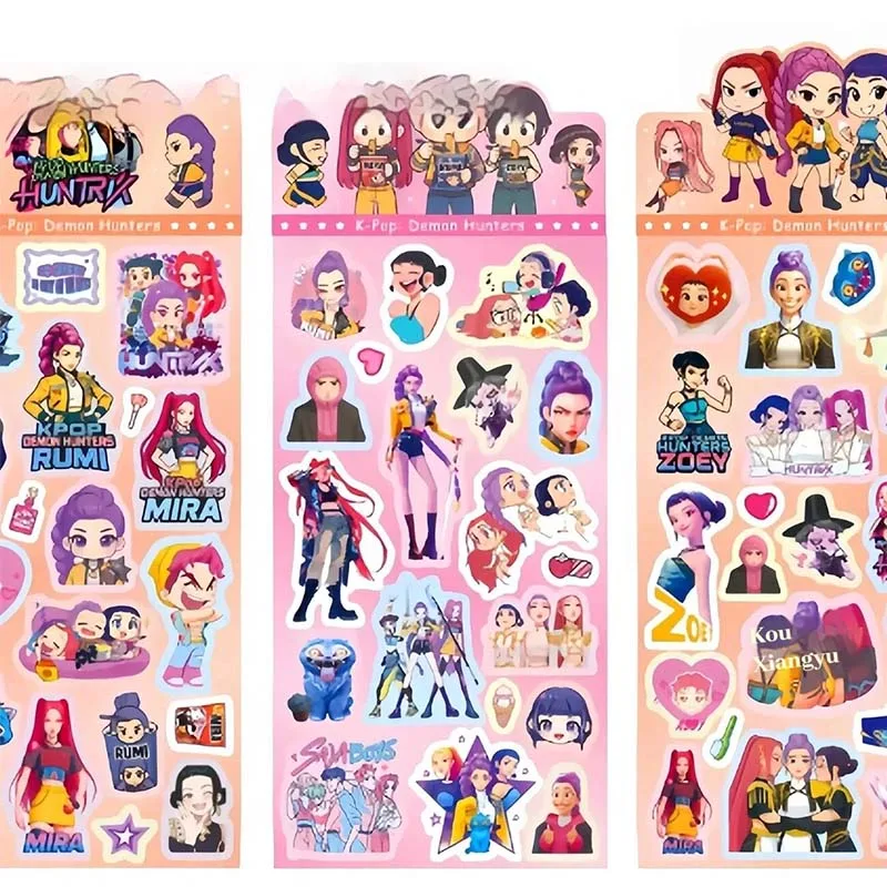 KPOP Demon Hunters Devil Men's Group Anime Laser Cut Stickers Perfect for Office Stationery School Supplies Decoration