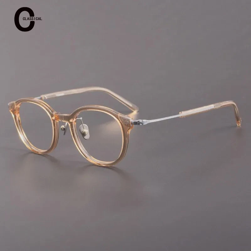 Myopic presbyopia anti-blue pure titanium tortoise retro men  spectacle frame handmade business fashion women  spectacle frame