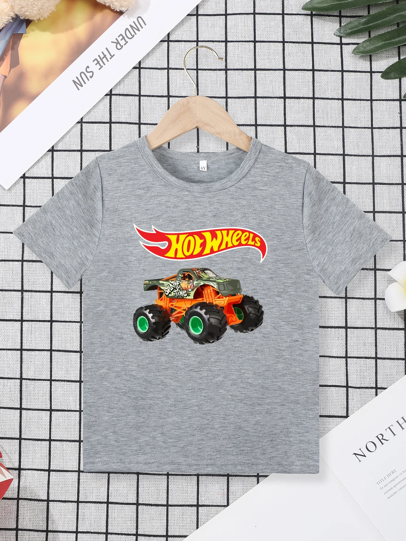 Hot Wheels Printing Tee T-shirt Short Sleeve Different Colors Cool Boys Girls Clothes Round Neck Top T-shirt Children