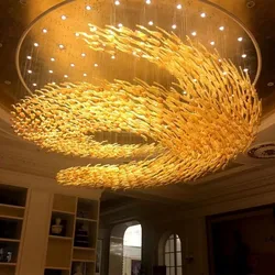 Hotel Lobby Chandelier Banquet Halls Villas Offices Pendant Lights Custom Led Light Fixture Fish Shaped Modern Chandeliers