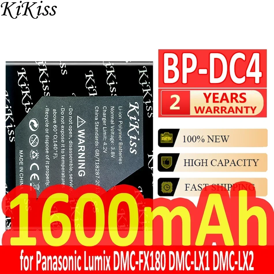 KiKiss Battery 1600mAh BP-DC4 BPDC4 for Panasonic Lumix DMC-FX180 DMC-LX1 DMC-LX2 LX3 FS1 FS2 FX01 FX07