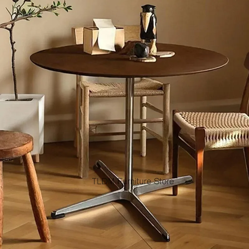 Minimalist Round Wood Top Cocktail Table Pedestal Stand Space Saving Small Dining Table Coffee Shop Balcony Breakfast Bar Table