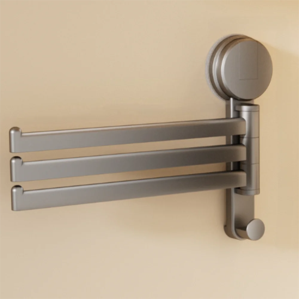 

No Need To Drill Suction Cup Rotating Towel Rack Rotatable Towel Holder Multi-bar Folding Rack Wall Mounted Towel Hanger