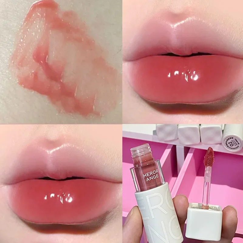 Lipgloss espelho transparente claro para mulheres, água pura, vidro duradouro, hidratante, não pegajoso, barato, maquiagem