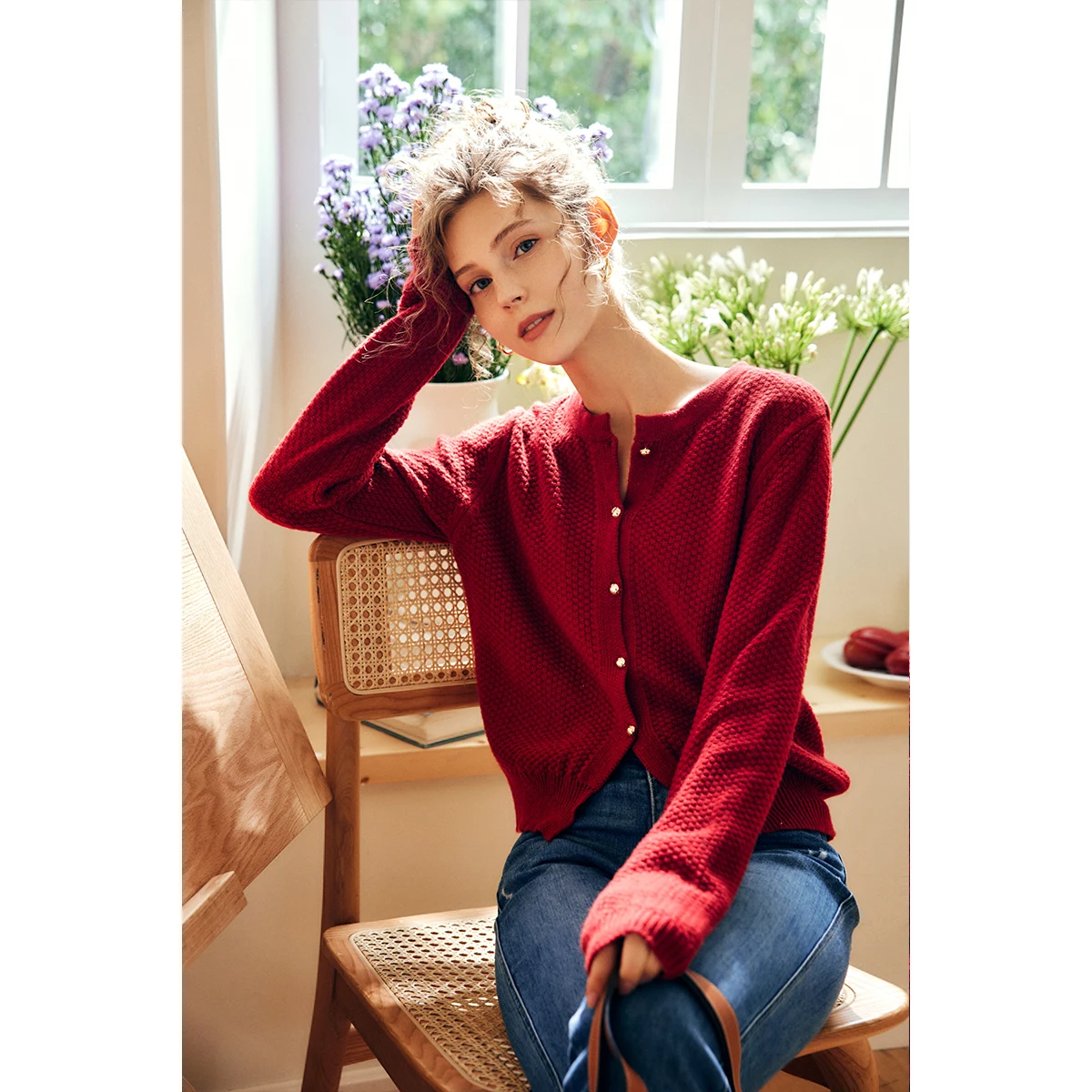 Oriel フレンチニットカーディガン女性の秋 2025 新作 O ネックシングルブレストセーターカジュアルヴィンテージ女性トップス O57QM00356