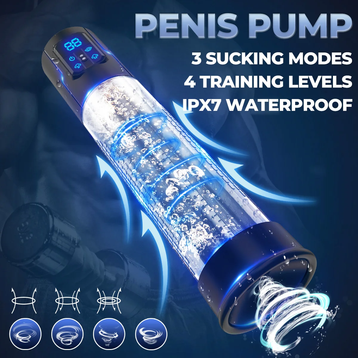 LUVWAKE Electric Penis Pump IPX7 Waterproof Penis Pump Dick Enlarger for Men Penis Vacuum Pump Automatic Male Masturbator Bigger