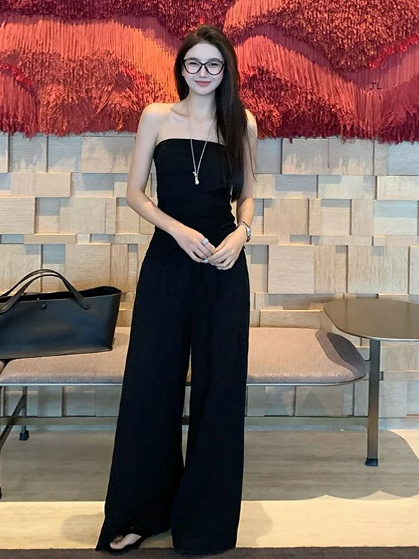 

Spicy Girl Sle Pleated Off-oulder Tube Top Loose Straight Casual Pants Women's 2025 Summer New Korean Sle Two-Piece Set