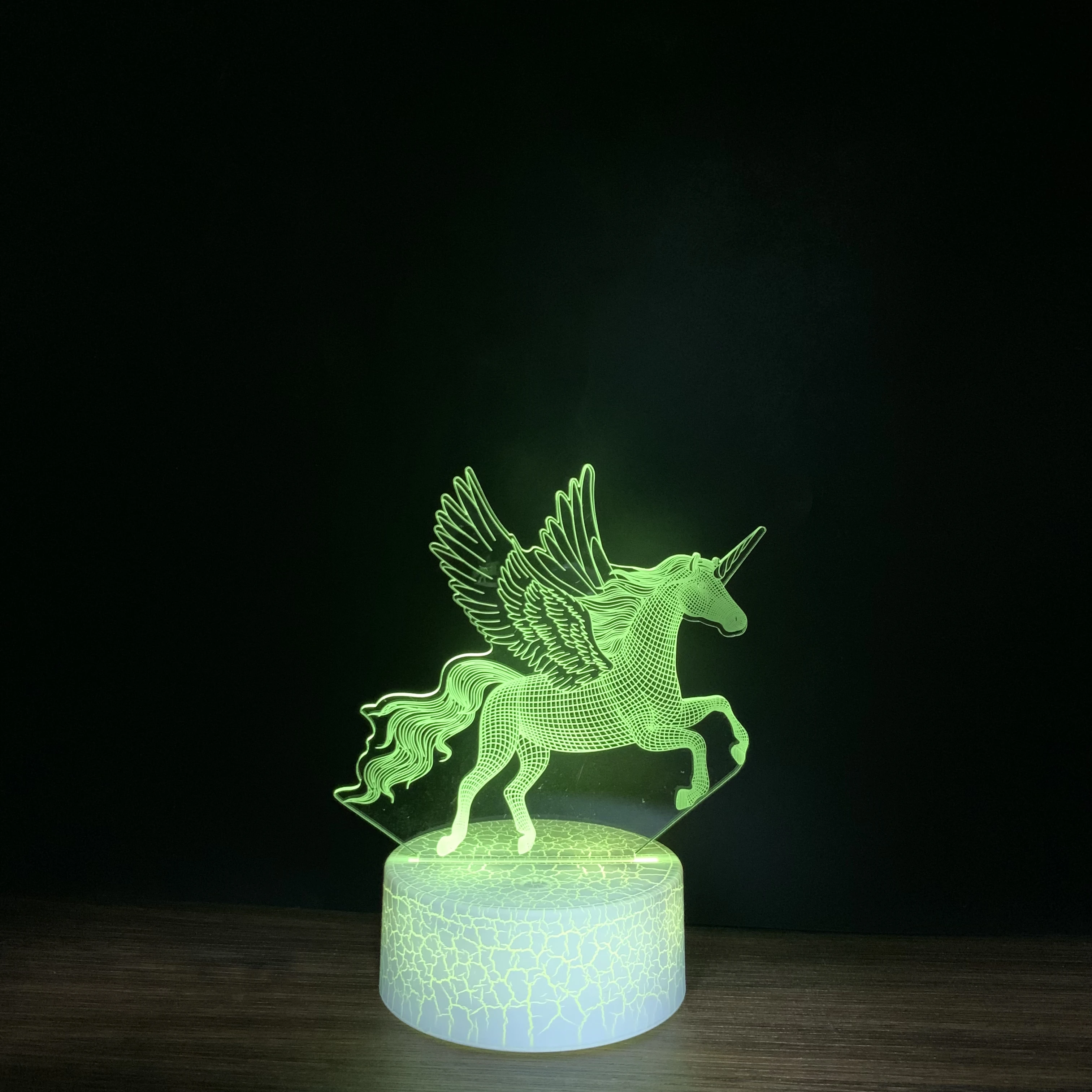 3D LED Nightlight Unicorn Crackle lampada da tavolo per la decorazione domestica di natale regalo carino per i bambini