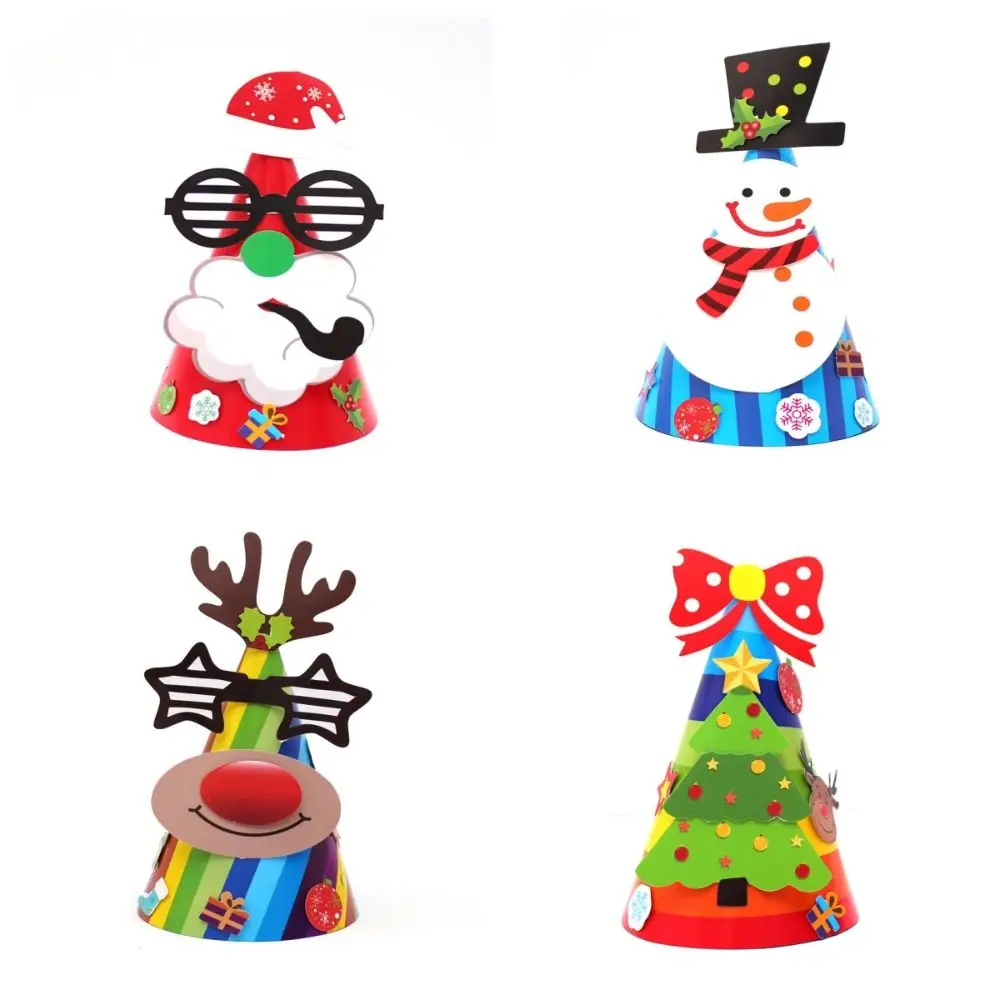 Papieren handgemaakte kerstmuts Kriss Kringle Kerstman Kids Xmas Arts Hoeden Elanden Kerstman DIY Kerstmuts Speelgoed Kerstcadeau