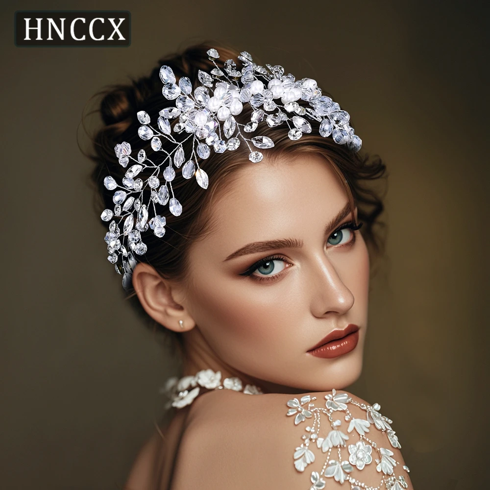 

HNCCX Luxury Crystal Headband Bride handmade Pearl Headwear Wedding Hair Jewelry Bridesmaid Party Headpieces Accessories CP834