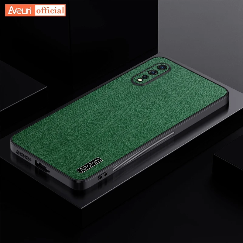 Luxury PU Leather Case For Vivo V17 Neo S1 Z5 Z1X Cover Wood Pattern Silicone Protection Phone Case For Vivo iQOO 1907 Y7S Coque