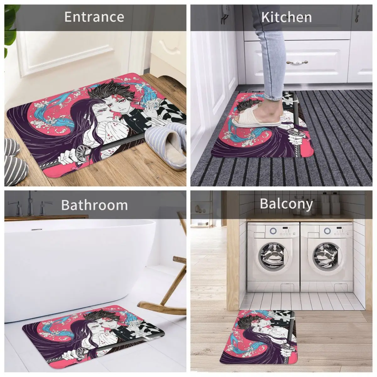 Dämon Slayer Kimetsu keine Yaiba Anime Nicht-slip Fußmatte Nezuko Bad Schlafzimmer Matte Im Freien Teppich Flanell Moderne Decor