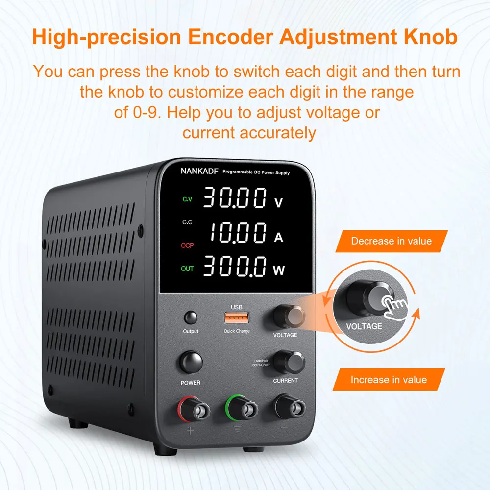 Wanptek Adjustable DC power supply 30V 5A 10A Digital Lab Bench Power Source Stabilized Power source Voltage Regulator Switch