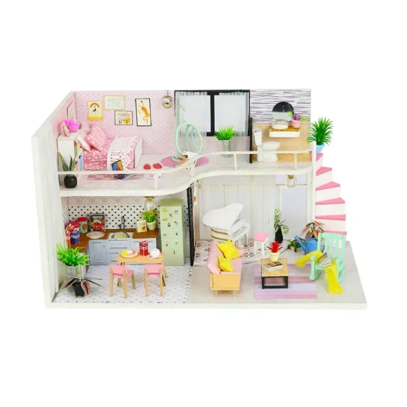 New 3D Miniature Furniture Toys DIY Doll House Wooden Home Dollhouse Case Roombox Kits  for Children Birthday Christmas Gifts