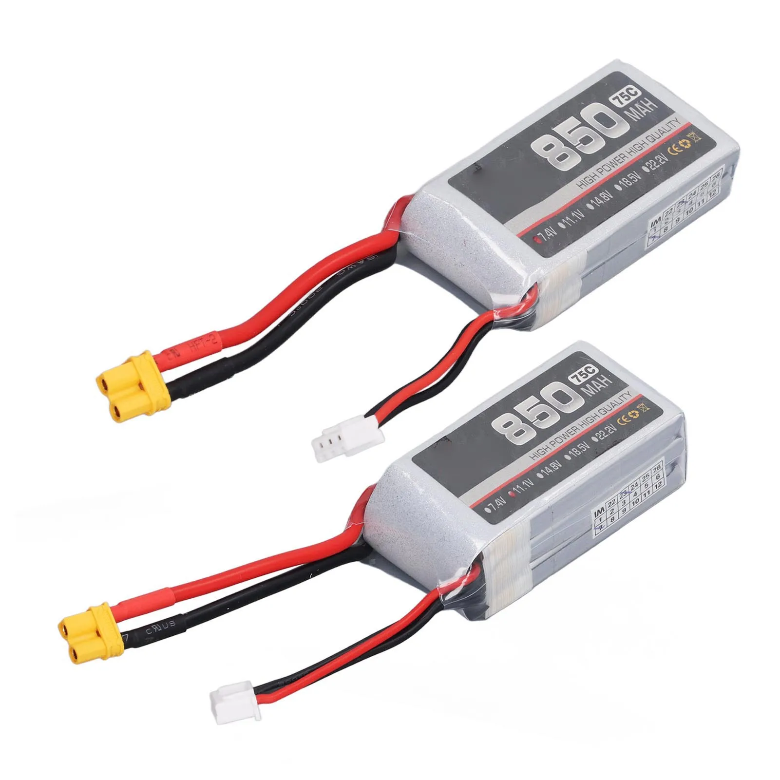 850mAh 75C High Rate Lipo Batteries Li Ion Battery Pack with XT30 Plug for Multirotor Fixed Wing Model Aircraft