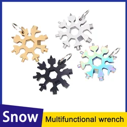 Llave de copo de nieve multifuncional portátil Hexagonal octogonal Edc, llave de tubo, todo de acero, tarjeta de herramientas 19 en uno