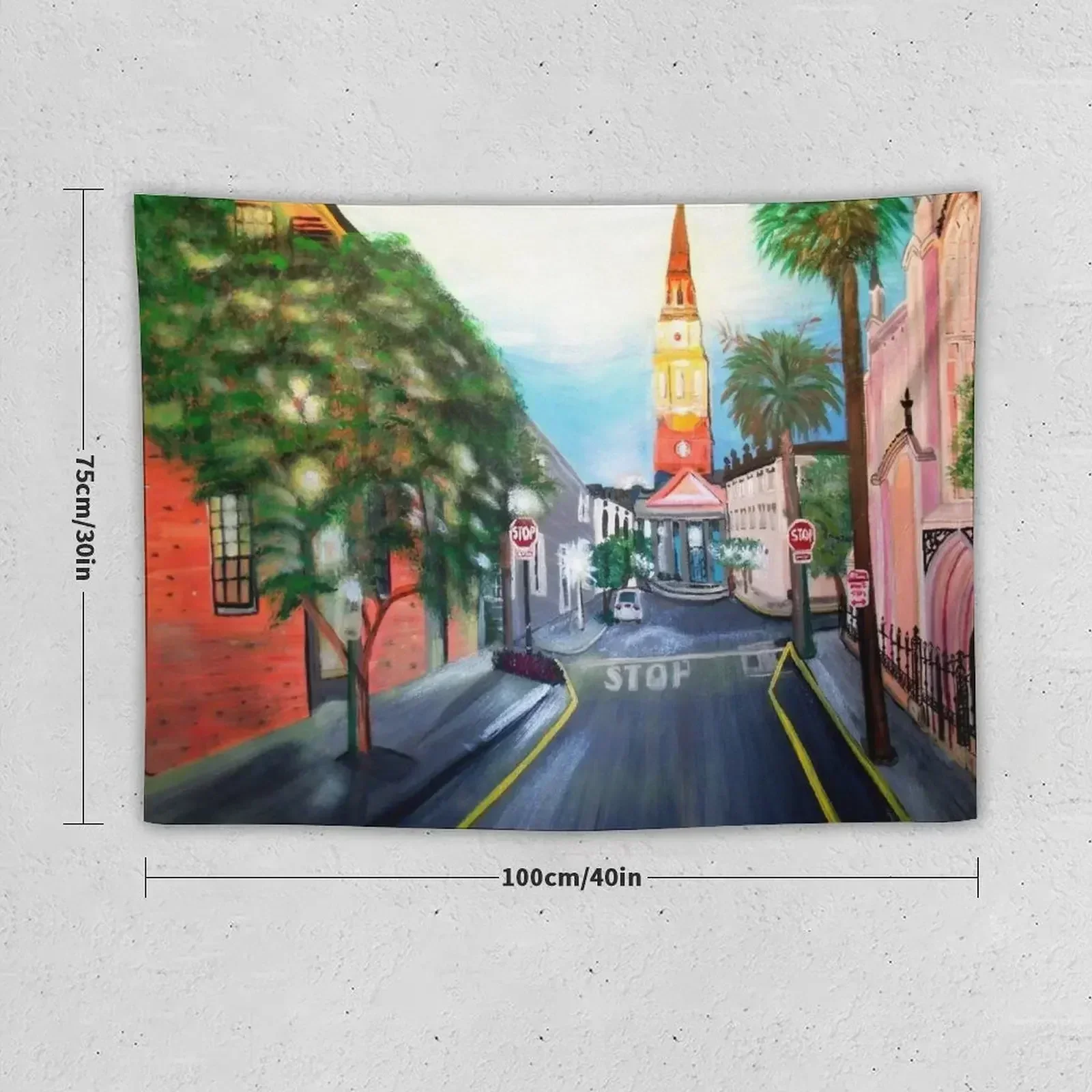 Church Street at Dusk, Charleston, SC Tapestry Decoration For Bedroom Room Decorating Aesthetic Wall Hanging Decor Tapestry