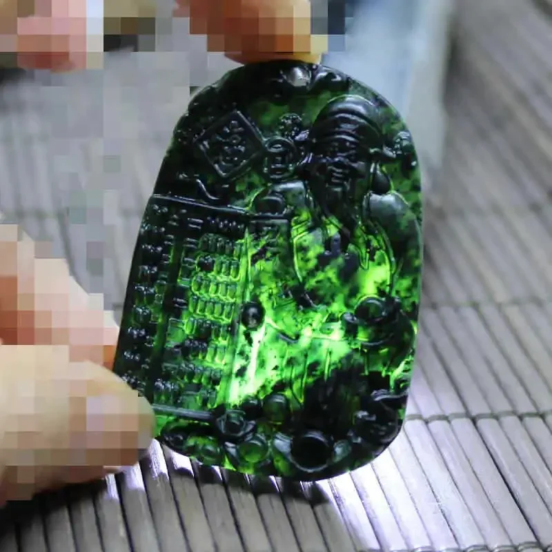 Ink jade pendant God of Wealth wholesale, serpentine with magnetic magic pendant jade