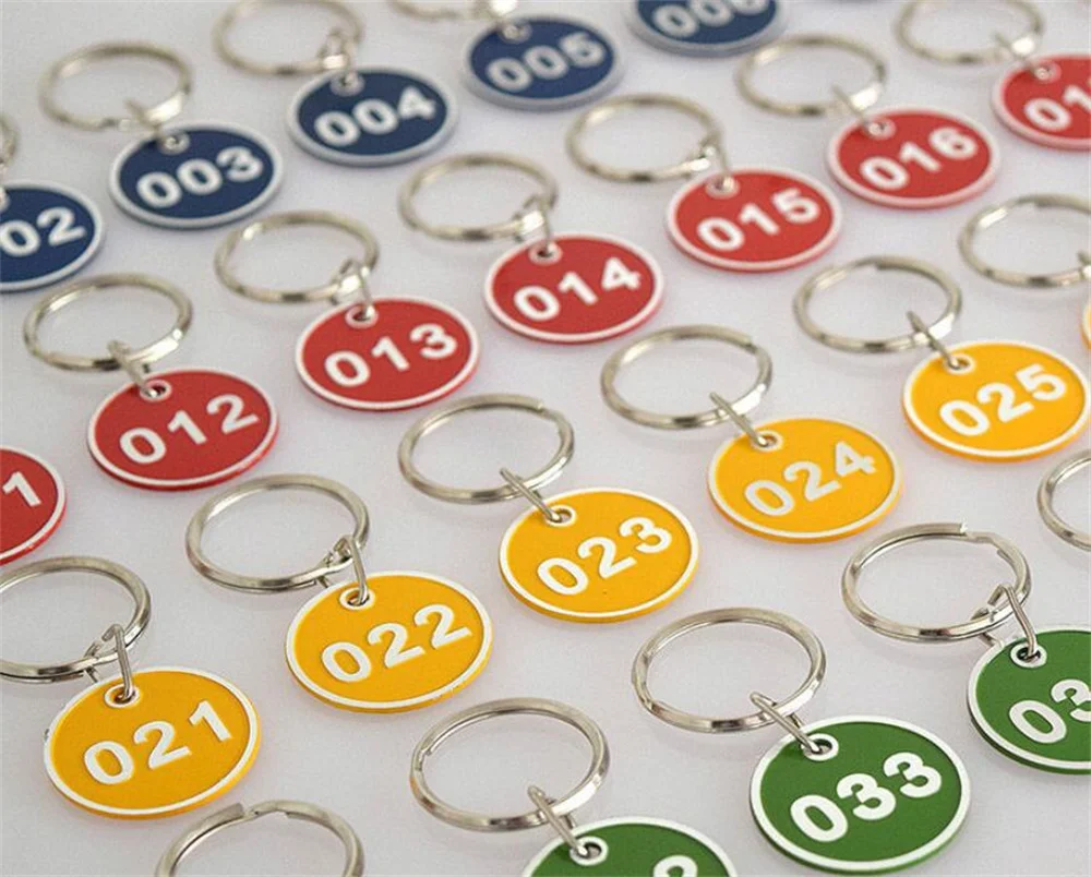 New 300pcs/lot Patio Lawn Garden Decorations Metal Alloy Number tags with Key Rings Motel Hotel Luggage Labels