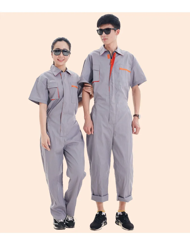 Summer Work Coveralls Short Sleeve multi pockets Protective Jumpsuit Overalls Repairman Car Workwear Uniforms Mechanical Rompers