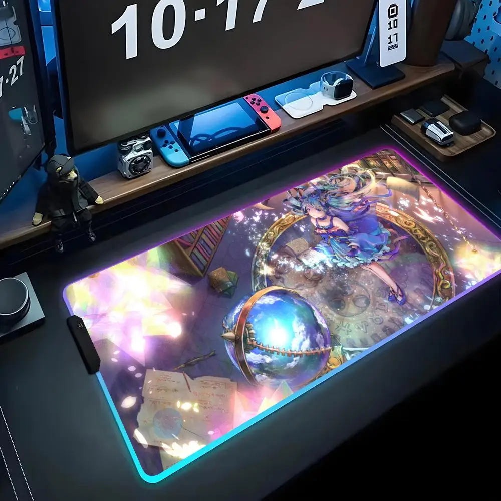 

magic girl Mouse Pad RGB Gaming Mousepad Big LED Pad PC Desk Mat Luminous Mouse Pad Large Keyboard Mats Table Rug With Backlit