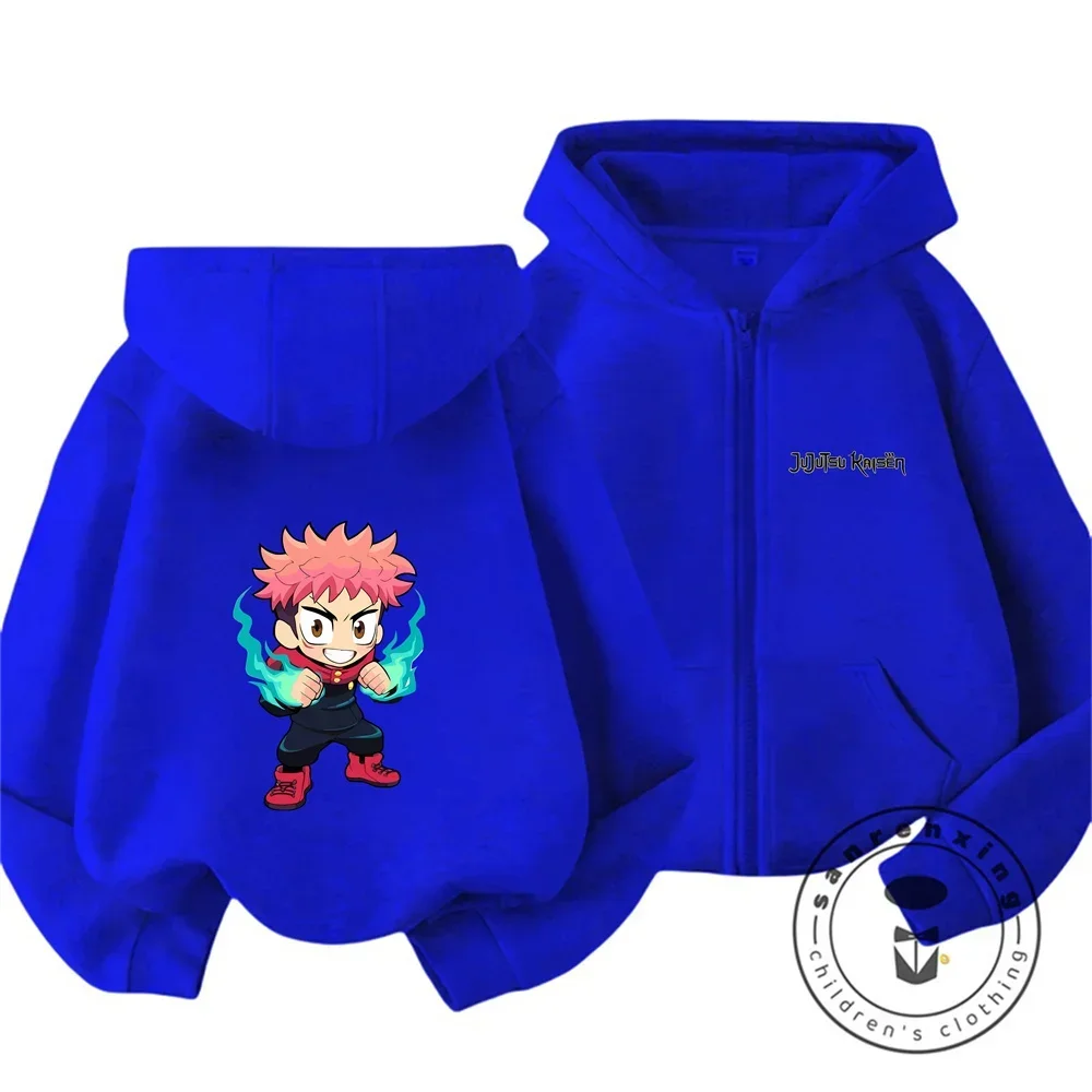 

Jujutsu Kaisen Kids Zipper Hoodie Cartoon Print Autumn/Winter Long-sleeved Sweatshirt Casual Top For Boy And Girl Outdoor