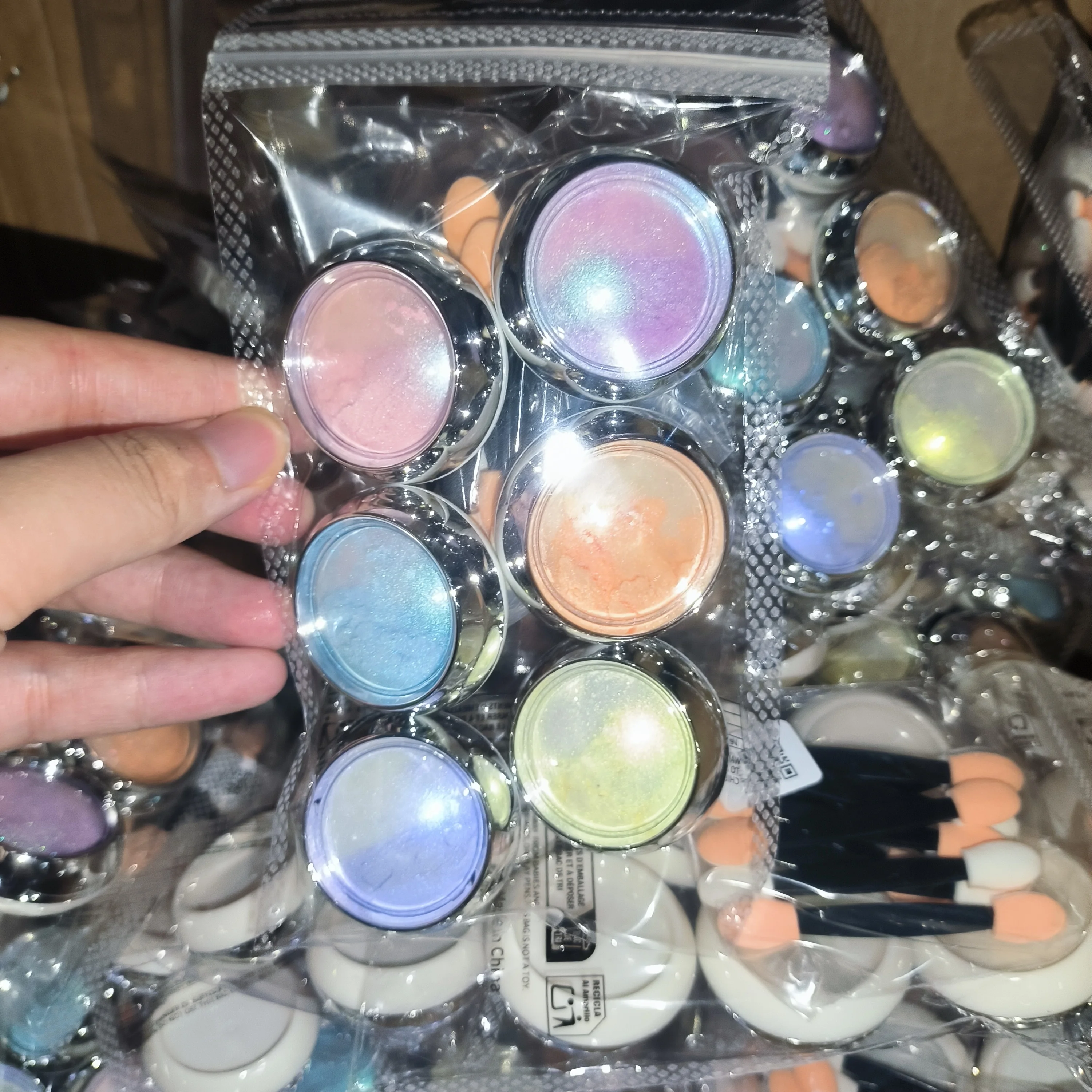 6Jars/Set Aurora Mermaid Nail Art Powder(with Brushes) Holographic Pearlescent Chrome Pigment Dust Chameleon DIY Nail Supplies &