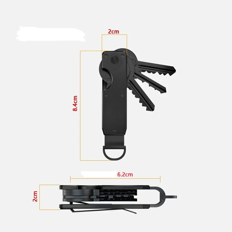 Organizador chave de metal compacto, Fob inovador minimalista, suporte inteligente, 2-6 chaves, novo, 2022