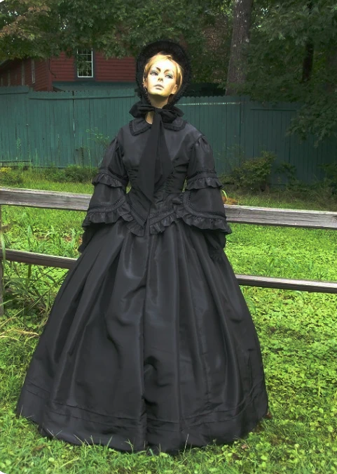 1840-1890s Victorian Black Ball Gown Costume Civil War Southern Belle Day Dress Victorian Travel Set Custom Made