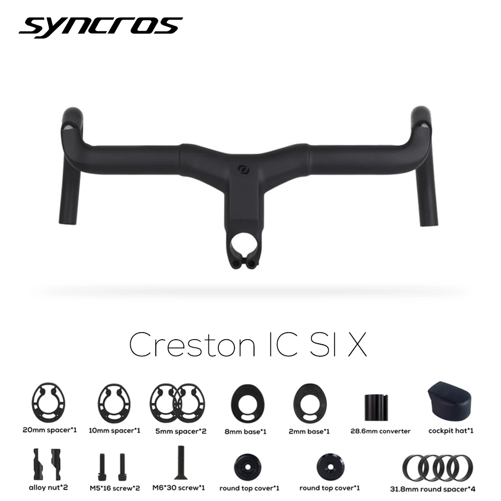 Syncros for Gravel Creston IC Sl X Internal Cable Routing Integrated Cockpit 28.6/31.8mm Bicycle Handlebar Carbon Di2