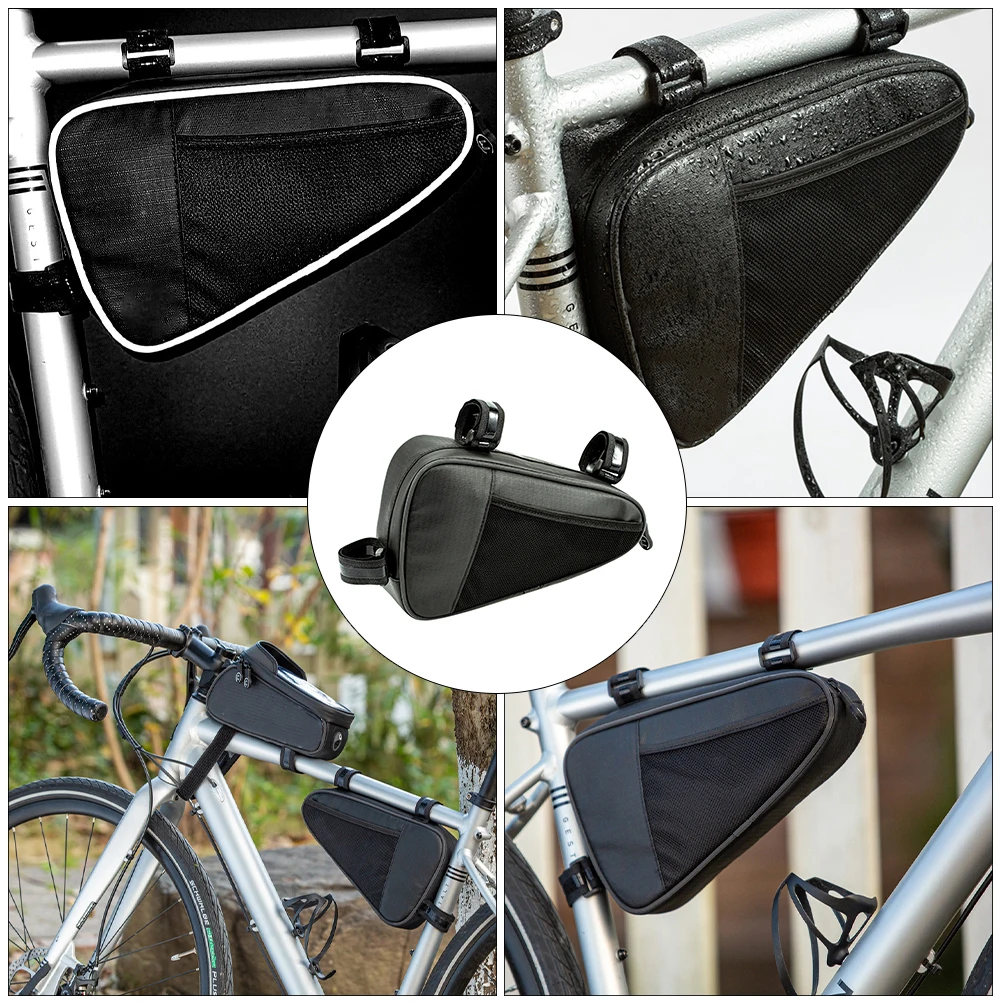 

Bike Storage Bag 900 Double Grid Eva Large Capacity Waterproof Reflective Strap Smooth Zipper Upper Tube Pouch Bike Pack