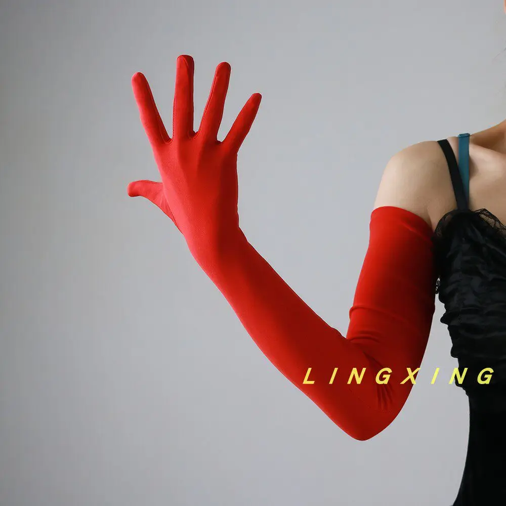 60 cm lange Handschuhe, Operngelb, Sommer, Fahren, Radfahren, für Damen, elegante Handhandschuhe, zeremonielle Armstulpen, sexy, leicht dehnbar – Detail 15
