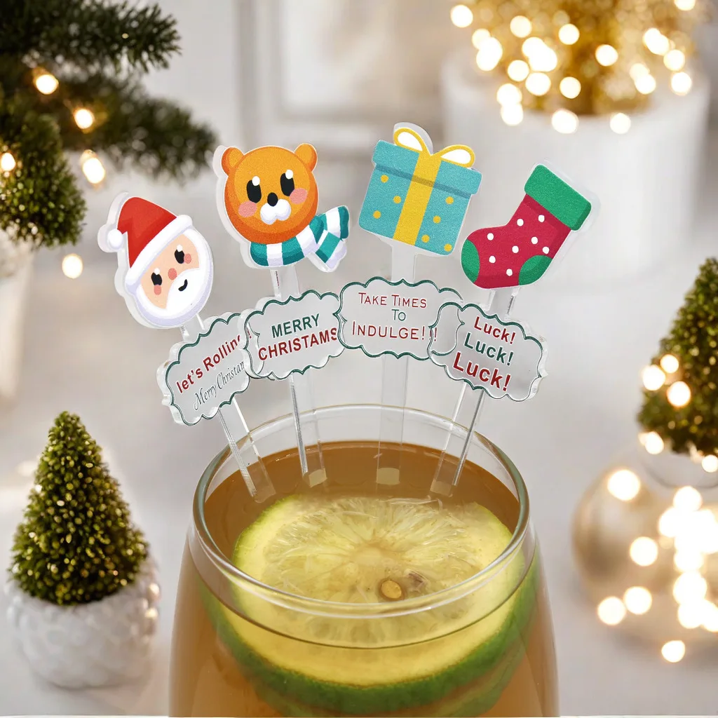 

120 Christmas Decoration Personalized Acrylic Party Drink Stirring Sticks Wish printing Custom Christmas Party Cocktail Stirrers