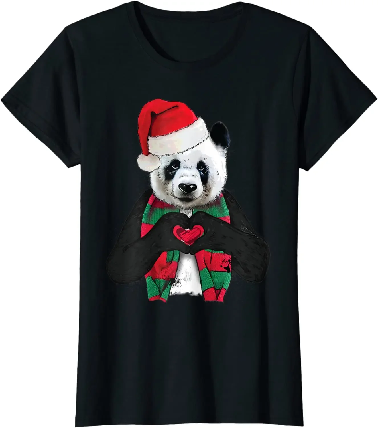Cute Christmas Panda Love Holiday Mens T-Shirt 100% Cotton O-Neck Summer Short Sleeve Casual unisex T-shirt Size S-3XL