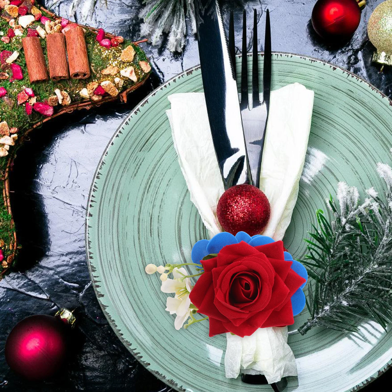 

Artificial Flower Napkin Ring Independence Day Holder Rings Buckle Decoration Creative Buckles