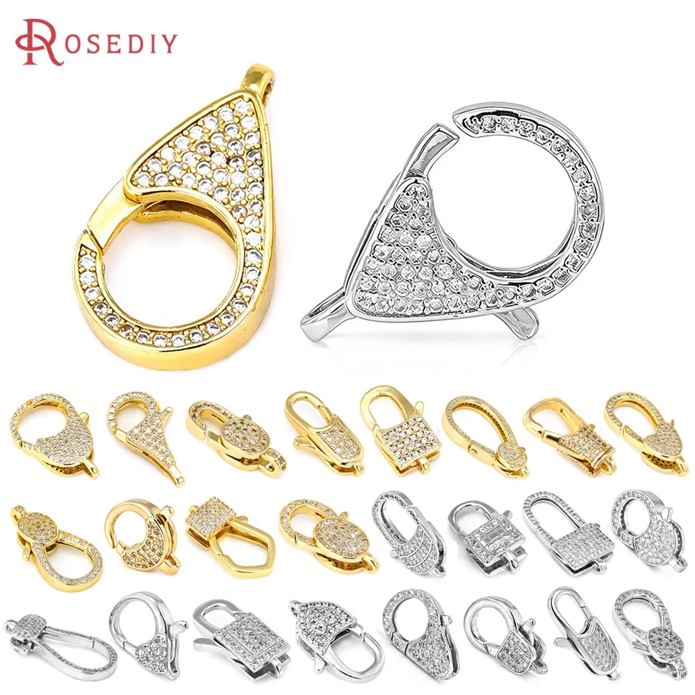 

18K Gold Color Brass Zircon Necklaces Bracelets Connect Clasps High Quality Diy Necklace Jewelry Accessories Jewellery Making
