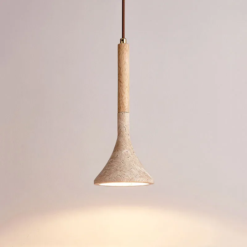 

Wabi-Sabi Yellow Travertine Pendant Light, Japanese Cave Stone for Kitchen Island Restaurant Bedroom Bedside Home Decor