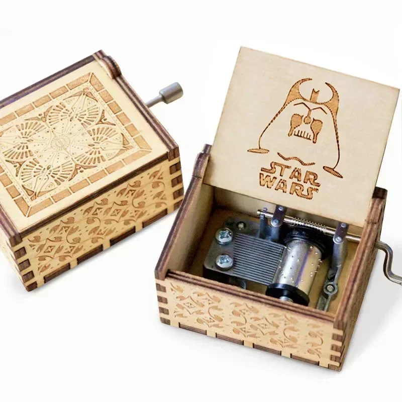 Stars Wars Anime-Thema aus Holz mit Handkurbel, Oktave, kreative Spieluhr, Paar, Hochzeit, Freund, Geburtstag, Weihnachten, Dekoration, Geschenke