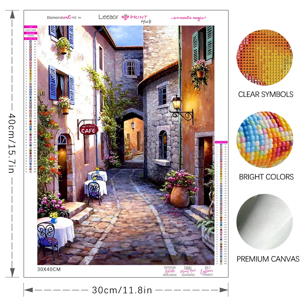 2024 New Diamond Painting Romantic Street Landscape Mosaic Crystal Cross Embroidery Kit Beginners Handmade Decoration 5D Gifts