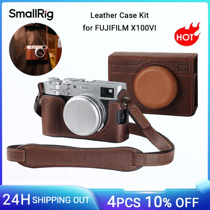 Zestaw skórzanych etui SmallRig X100VI do FUJIFILM X100VI, w tym skórzane pół etui, etui z klapką i paskiem na ramię -4558