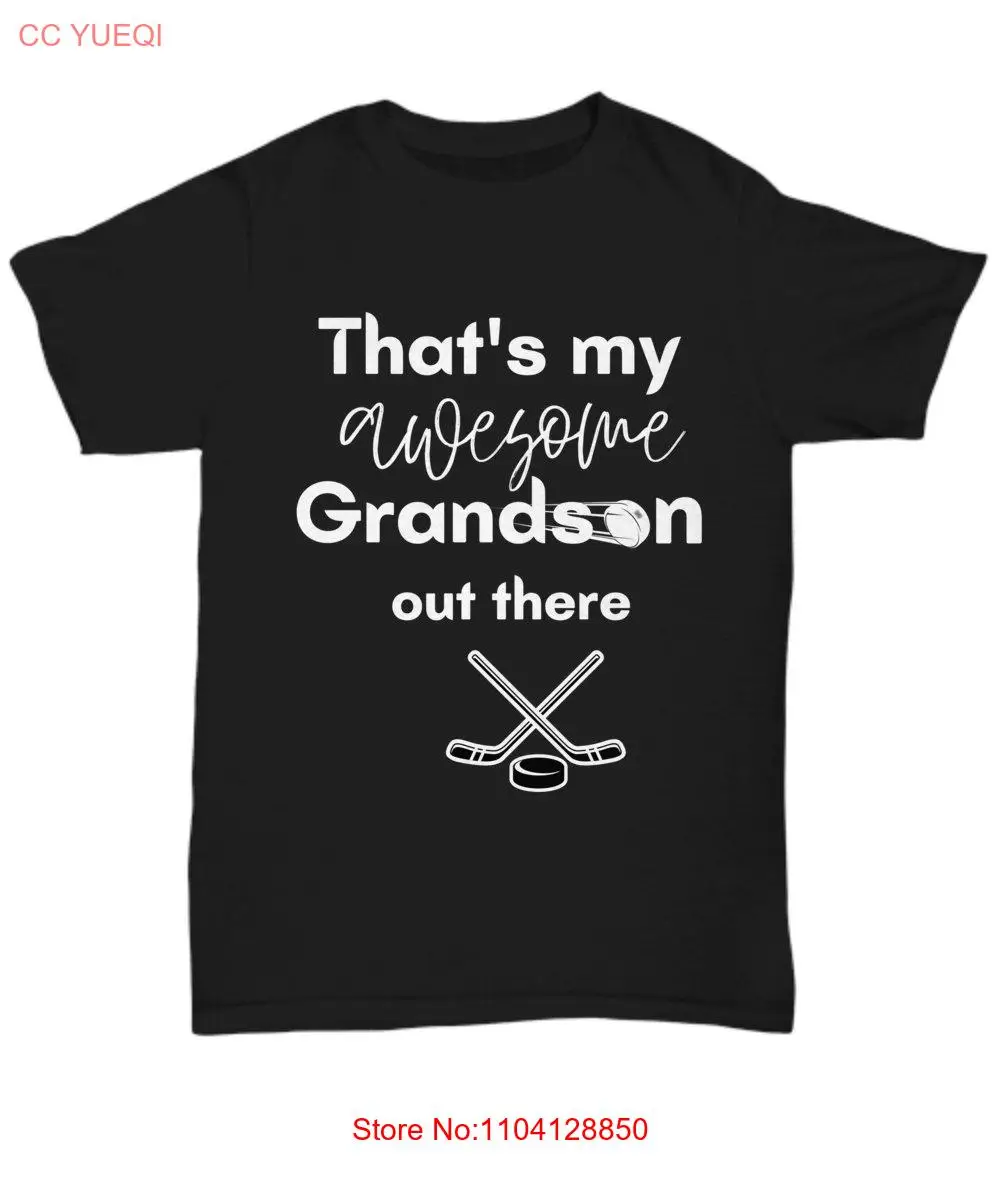 T shirt for Grandma or Grandpa Awesome Grandson Hockey Proud Grandparent Cheering Squad long or short sleeves